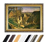 Bilderdepot24 Tableau avec cadre - Paul Cézanne La maison du pendu près d'Auvers 50x40 cm - Tableau toile encadrée Maîtres anciens - Cadre antique or Baroque, Classique