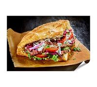 bilderfelix Poster Doner turc, pain plat doré grillé, fourré à la rôtisserie - Poster 90x60 cm