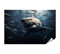 bilderfelix Poster Gros plan d'un grand requin blanc - Poster 90x60 cm