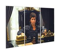 bilderfelix Tableau sur toile Al Pacino Scarface Tony Montana Film culte de gangsters Icône hollywoodienne - Toile 130x80 cm - 3 panneaux