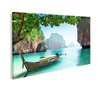 bilderfelix Tableau sur toile Boat Beach Island, province de Krabi, Thaïlande - Toile 80x40 cm