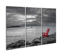 bilderfelix Tableau sur toile Chaise rouge noir et blanc naturel - Toile 130x80 cm - 3 panneaux