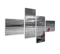 bilderfelix Tableau sur toile Chaise rouge noir et blanc naturel - Toile 150x80 cm - 4 panneaux