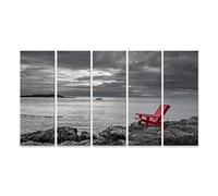 bilderfelix Tableau sur toile Chaise rouge noir et blanc naturel - Toile 160x80 cm - 5 panneaux XXL