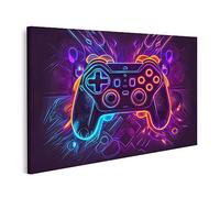bilderfelix Tableau sur toile Contrôleur de jeu vidéo abstrait au néon Cyber Gaming Vidéo abstraite au néon - Toile 100x57 cm
