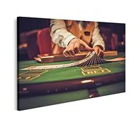 bilderfelix Tableau sur toile Croupier derrière la table de jeu Casino Poker Gamer - Toile 100x57 cm