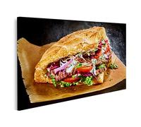 bilderfelix Tableau sur toile Doner turc, pain plat doré grillé, fourré à la rôtisserie - Toile 80x40 cm