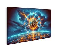 bilderfelix Tableau sur toile Dynamique électrisante du Bitcoin dans la tempête des cryptomonnaies - Toile 80x40 cm