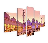 bilderfelix Tableau sur toile Grande mosquée Sheikh Zayed au crépuscule, Abou Dhabi, Émirats arabes unis - Toile 170x80 cm - 5 panneaux