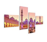 bilderfelix Tableau sur toile Grande mosquée Sheikh Zayed au crépuscule, Abou Dhabi, Émirats arabes unis - Toile 150x80 cm - 4 panneaux