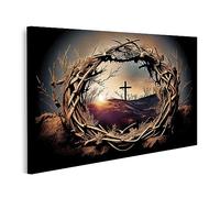 bilderfelix Tableau sur toile Illustration couronne d'épines croix symbole christianisme Jésus Christ - Toile 100x57 cm