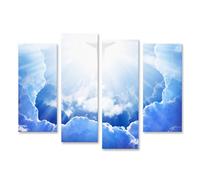 bilderfelix Tableau sur toile Jésus-Christ dans un ciel bleu avec des nuages, une lumière vive venant du ciel - Toile 130x80 cm - 4 panneaux