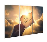 bilderfelix Tableau sur toile Jésus-Christ est Seigneur au coucher du soleil - Toile 130x80 cm - 3 panneaux