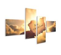 bilderfelix Tableau sur toile Jésus-Christ est Seigneur au coucher du soleil - Toile 150x80 cm - 4 panneaux