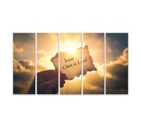 bilderfelix Tableau sur toile Jésus-Christ est Seigneur au coucher du soleil - Toile 160x80 cm - 5 panneaux XXL
