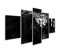 bilderfelix Tableau sur toile Jésus-Christ Noir Blanc - Toile 170x80 cm - 5 panneaux