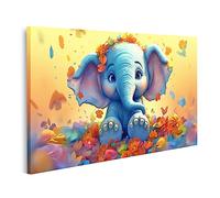 bilderfelix Tableau sur toile Joli petit éléphant de dessin animé pour chambre d'enfant - Toile 100x57 cm