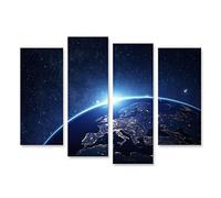 bilderfelix Tableau sur toile La planète Terre vue de l'espace la nuit. Quelques éléments de ceci - Toile 126x80 cm - 4 panneaux