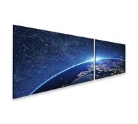 bilderfelix Tableau sur toile La planète Terre vue de l'espace la nuit. Quelques éléments de ceci - Toile 160x40 cm - 2 panneaux