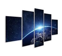 bilderfelix Tableau sur toile La planète Terre vue de l'espace la nuit. Quelques éléments de ceci - Toile 170x80 cm - 5 panneaux