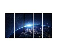 bilderfelix Tableau sur toile La planète Terre vue de l'espace la nuit. Quelques éléments de ceci - Toile 160x80 cm - 5 panneaux XXL