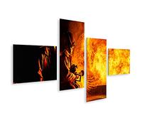 bilderfelix Tableau sur toile Les pompiers éteignent les flammes Les pompiers en action - Toile 150x80 cm - 4 panneaux