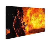 bilderfelix Tableau sur toile Les pompiers éteignent les flammes Les pompiers en action - Toile 80x40 cm