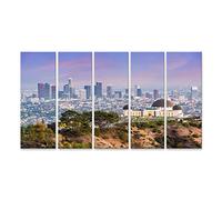 bilderfelix Tableau sur toile Los Angeles Californie États-Unis Centre-ville Skyline Griffith Park - Toile 160x80 cm - 5 panneaux XXL