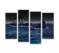 bilderfelix Tableau sur toile Mer d'icebergs du Titanic - Toile 126x80 cm - 4 panneaux