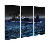 bilderfelix Tableau sur toile Mer d'icebergs du Titanic - Toile 130x80 cm - 3 panneaux