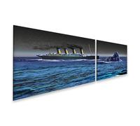 bilderfelix Tableau sur toile Mer d'icebergs du Titanic - Toile 160x40 cm - 2 panneaux