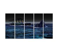 bilderfelix Tableau sur toile Mer d'icebergs du Titanic - Toile 160x80 cm - 5 panneaux XXL