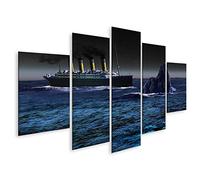 bilderfelix Tableau sur toile Mer d'icebergs du Titanic - Toile 170x80 cm - 5 panneaux