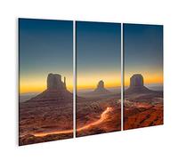 bilderfelix Tableau sur toile Monument Valley Arizona USA crépuscule - Toile 130x80 cm - 3 panneaux