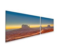 bilderfelix Tableau sur toile Monument Valley Arizona USA crépuscule - Toile 160x40 cm - 2 panneaux