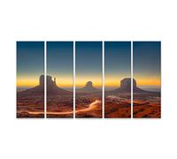 bilderfelix Tableau sur toile Monument Valley Arizona USA crépuscule - Toile 160x80 cm - 5 panneaux XXL