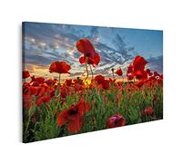 bilderfelix Tableau sur toile Panorama d'un champ de coquelicots rouges Photo - Toile 100x57 cm