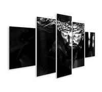 bilderfelix Tableau sur toile Sculpture de la Couronne d'épines de Jésus-Christ en noir et blanc - Toile 170x80 cm - 5 panneaux