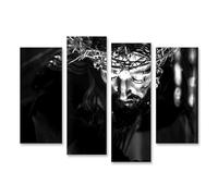 bilderfelix Tableau sur toile Sculpture de la Couronne d'épines de Jésus-Christ en noir et blanc - Toile 130x80 cm - 4 panneaux