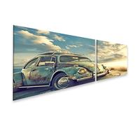 bilderfelix Tableau sur toile Vieux scarabée sur la plage au coucher du soleil - Toile 160x40 cm - 2 panneaux