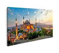 bilderfelix Tableau sur toile Vue sur le paysage urbain du musée Ayasofya Istanbul lever du soleil Türkiye - Toile 80x40 cm