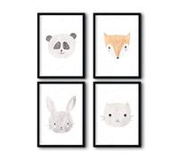 bilderreich Lot de 4 posters décoratifs pour chambre d'enfant - Pour chambre de bébé garçon et fille - Sans cadre - 4 x DIN A3 - « bandes d'animaux »
