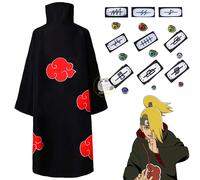 Bilibili Anime Akatsuki Deidara Cosplay Costume Ninja Uchiha Itachi rouge nuage cape Robe cape bandeau accessoires Halloween vêtements style H