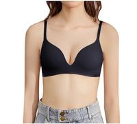 BILIKEYU Soutien-gorge sans armatures sexy push-up sans coutures doux et confortable en coton doux au quotidien Bralette classique Bustier Lingerie, Noir , 36