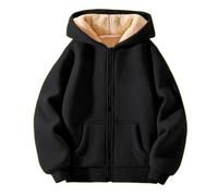 BILIKEYU Sweat à capuche d'hiver en polaire pour jeunes filles - Veste thermique d'hiver à manches longues - Fermeture éclair - Veste à capuche doublée en polaire légère et douce - Confortable, Noir ,