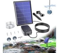Biling Aérateur de bassin - Pompe à oxygène solaire - 4 W - Pompe à oxygène avec batterie - 3 modes - 2 pierres à air pour étang de jardin, pêche, hydroponique