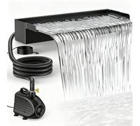 Biling Ensemble de cascade en acier inoxydable pour étang complet avec pompe à étang de 80W 4500L/H et lame de cascade de 60 cm pour étang de jardin, étang à carpes koï, étang flottant, jeu d'eau