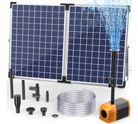 Biling Fontaine solaire d'extérieur - 35W 1500 l/h - Pompe de bassin solaire avec filtre - 4 buses - Conduite d'eau de 2 m - Câble de 5 m - Bricolage - Pompe de fontaine solaire pour étang, jardin