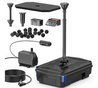 Biling Pompe de filtration pour bassin avec purificateur UV silencieux 2500 l/h - Kit complet avec filtre - 3 buses de fontaine - Pour bassins de jardin jusqu'à 3 000 l - Élevage de poissons et lutte