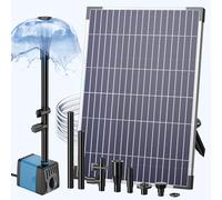 Biling Pompe solaire de bassin 12 W 450 l/h - Pompe solaire silencieuse avec 4 buses - Fontaine solaire extérieure avec tuyau de ruisseau pour bassin de jardin - Ventilation jusqu'à 500 l - Fontaine